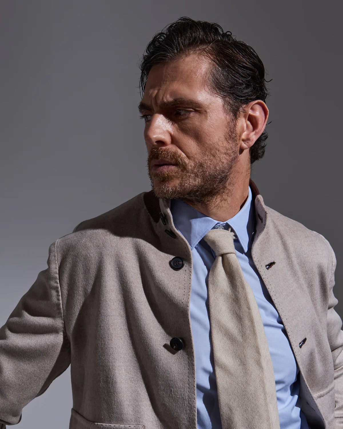 Beige sartorial bomber jacket