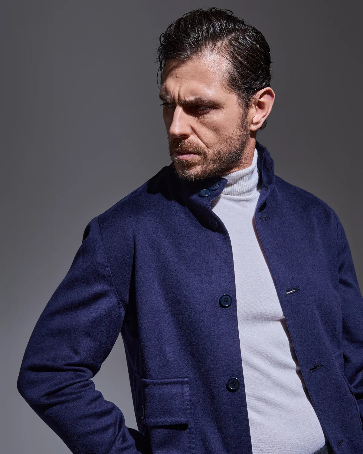 Blue sartorial bomber jacket