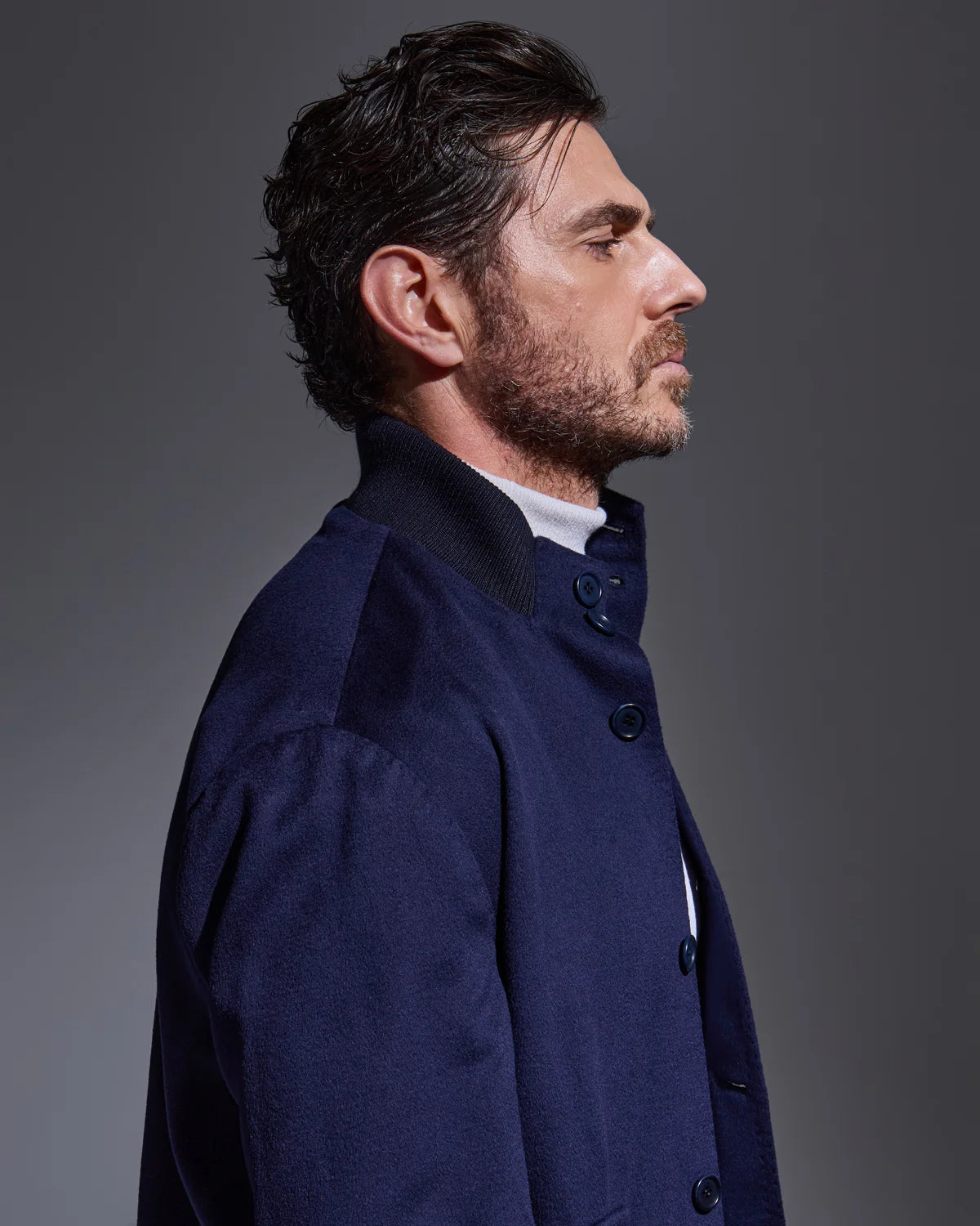 Blue sartorial bomber jacket