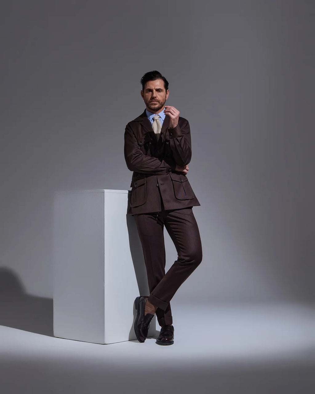 Brown sartorial sahariana jacket