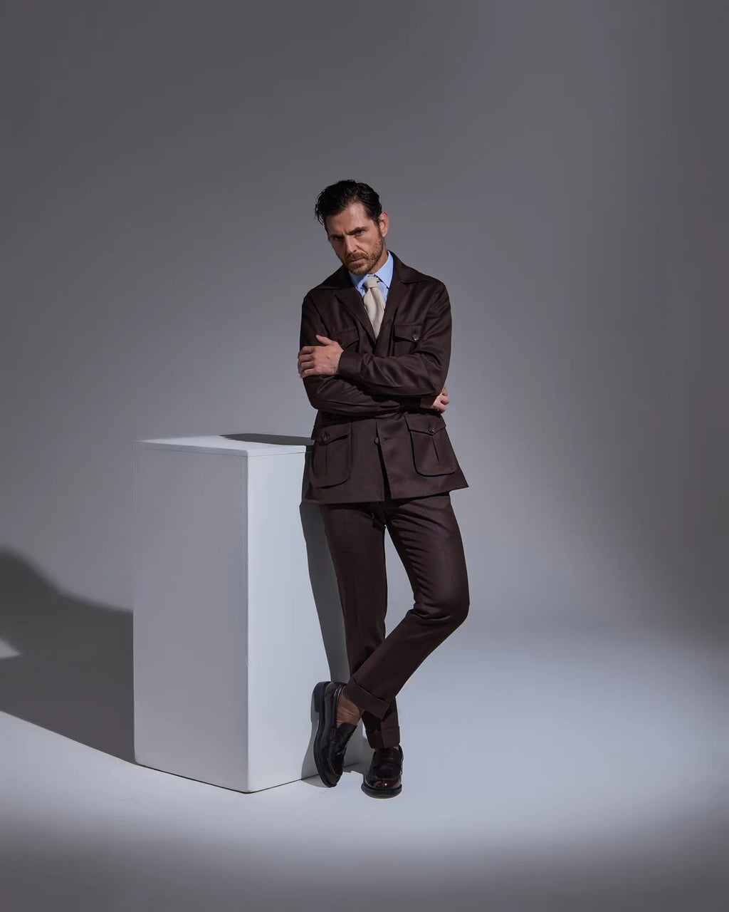 Brown sartorial sahariana jacket