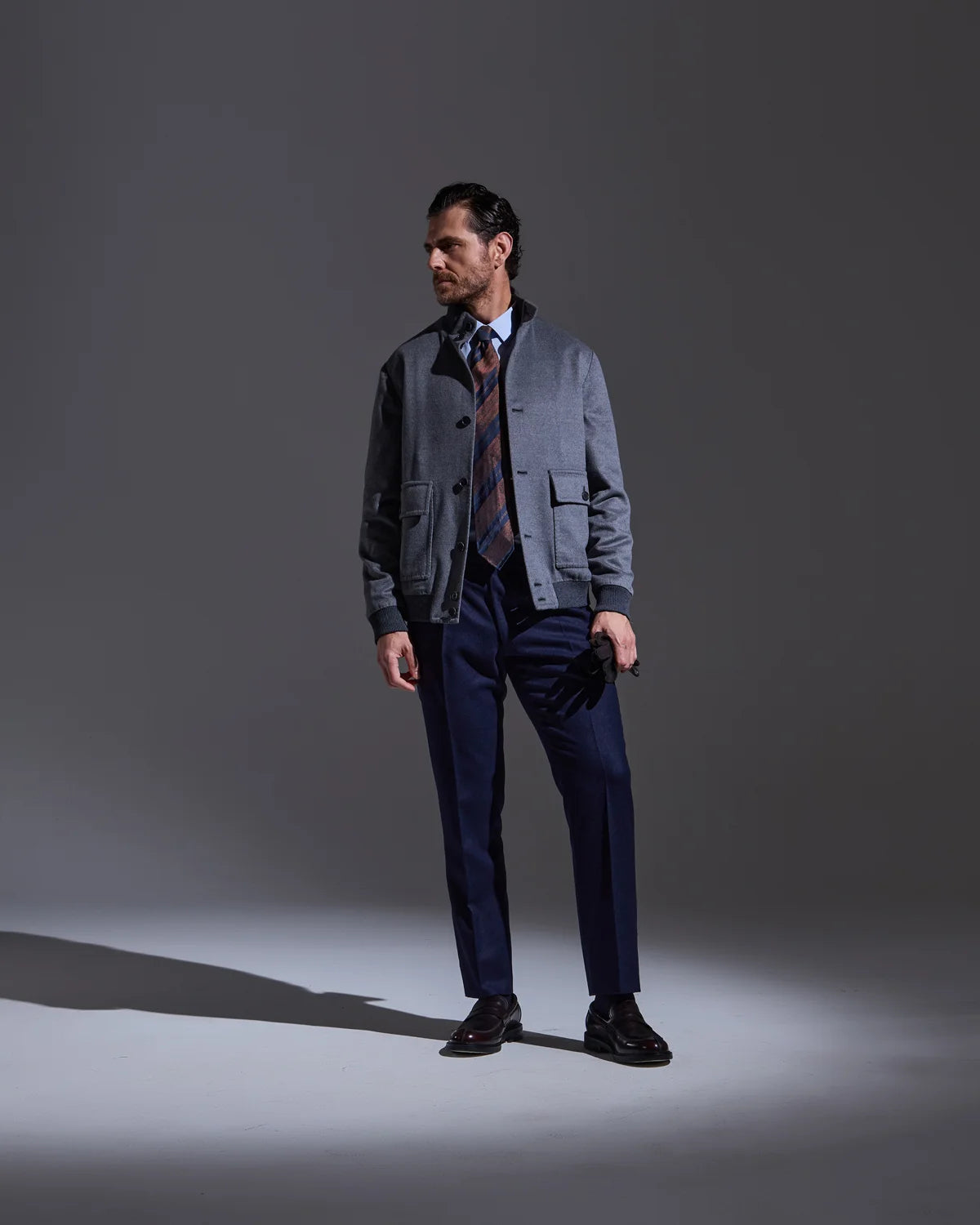 Gray sartorial bomber jacket