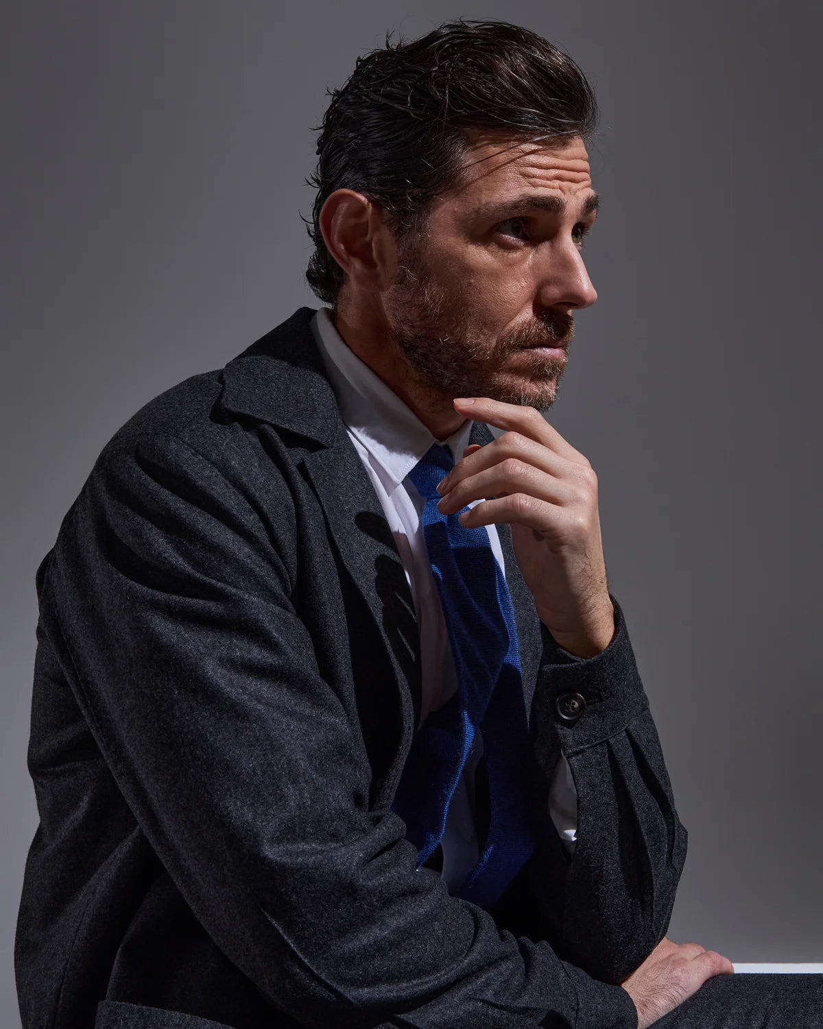 Gray sartorial overshirt jacket
