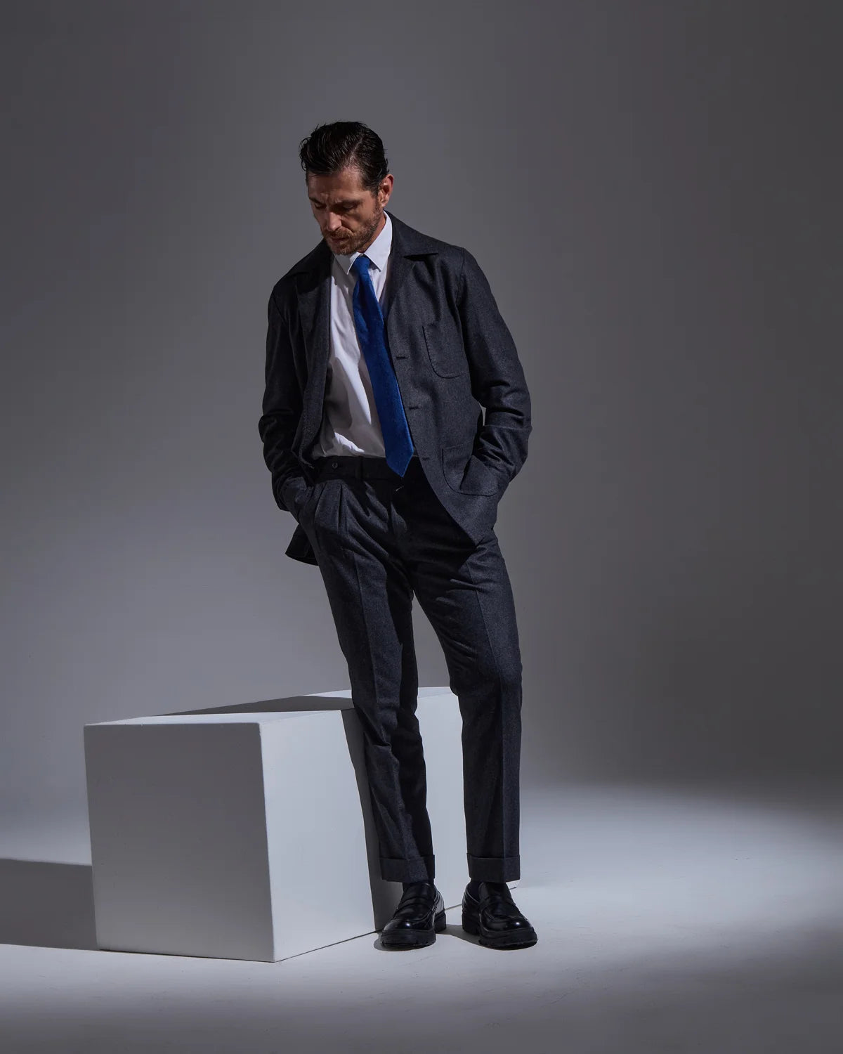 Gray sartorial overshirt jacket