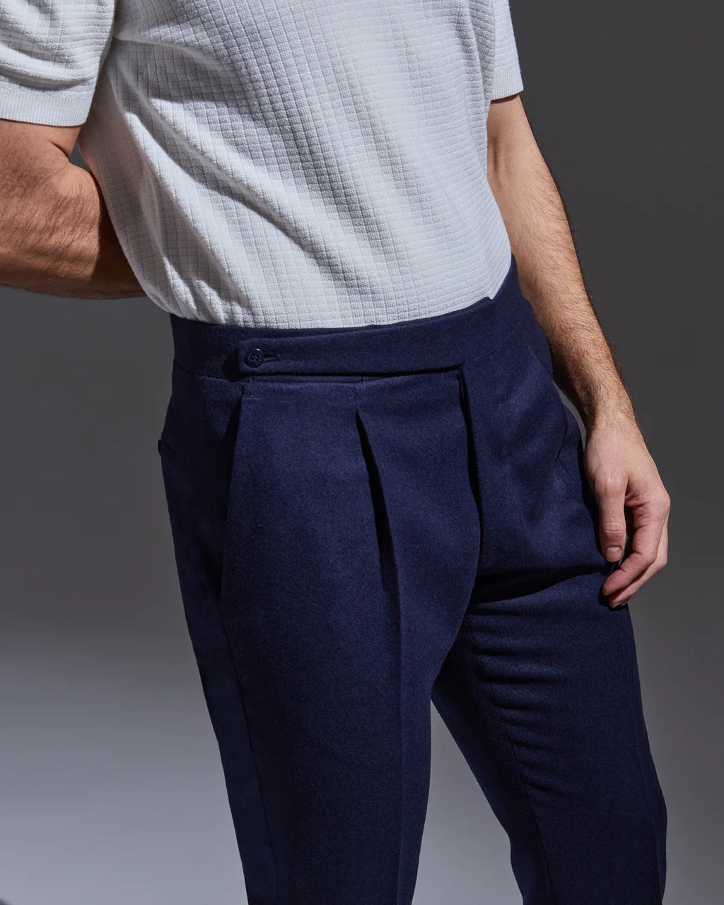 Blue flannel trousers