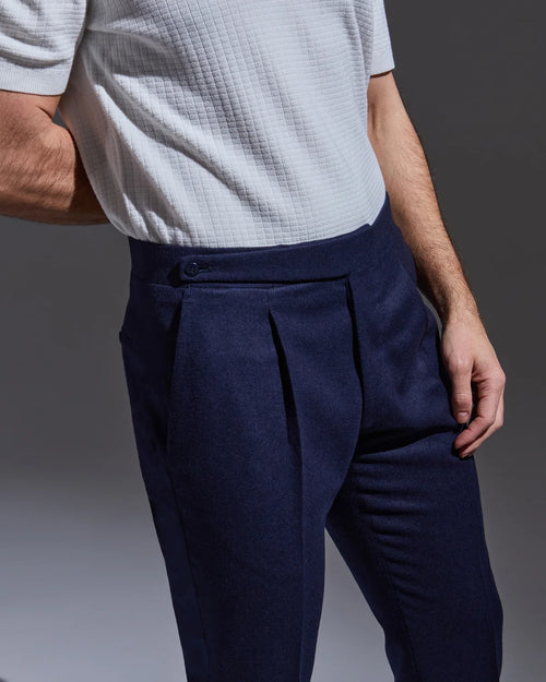 Blue flannel trousers