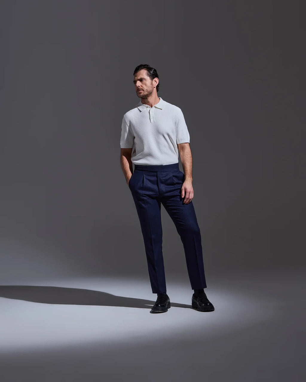 Blue flannel trousers