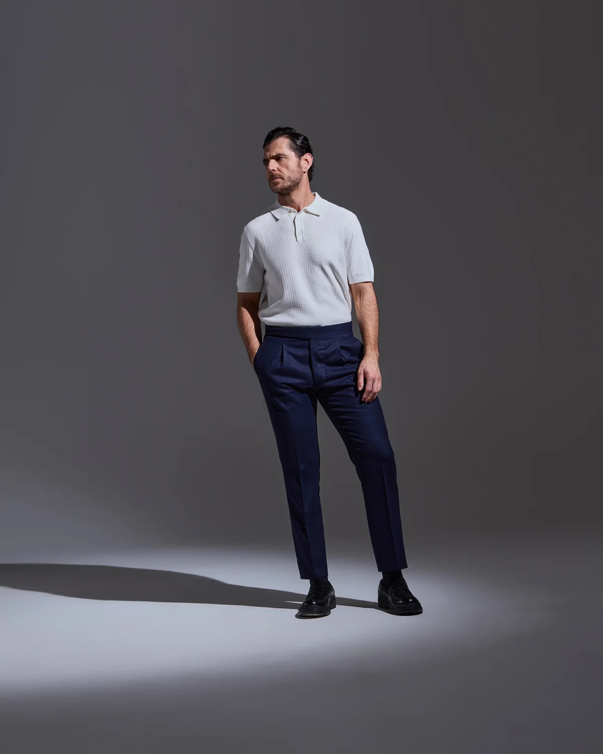 Blue flannel trousers