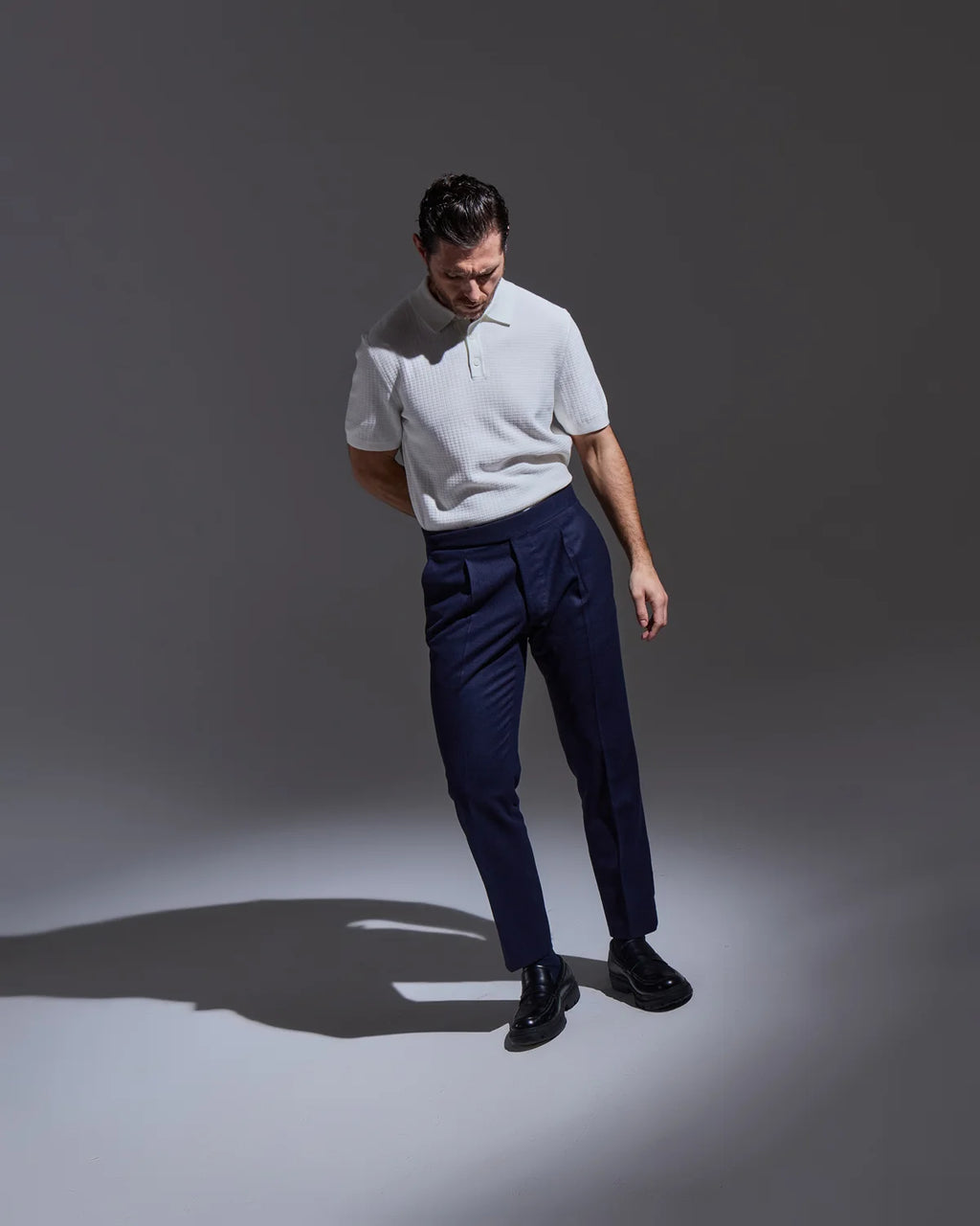 Blue flannel trousers