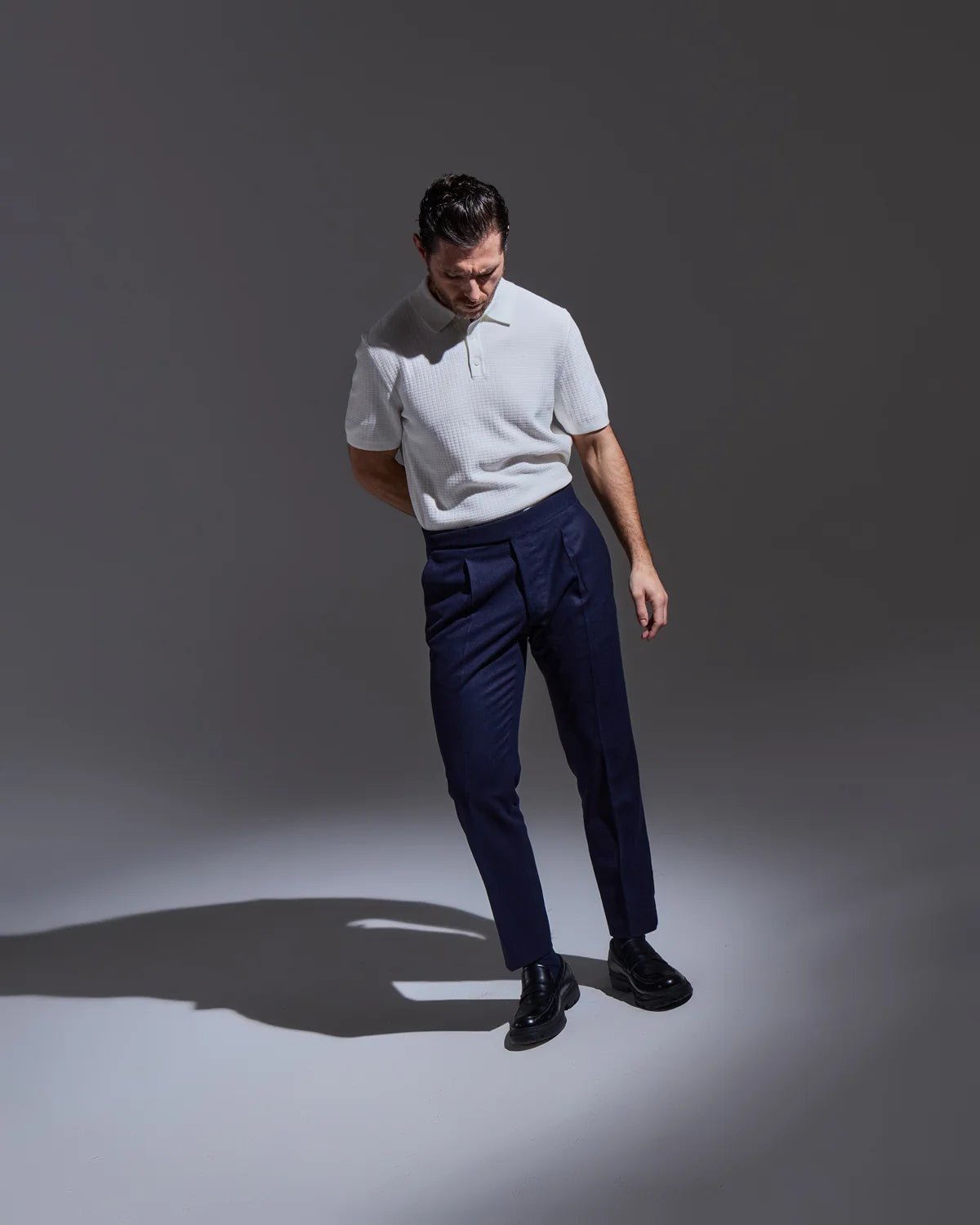 Blue flannel trousers