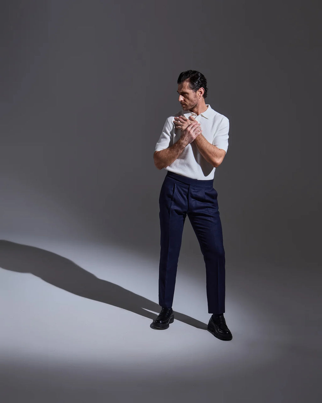 Blue flannel trousers