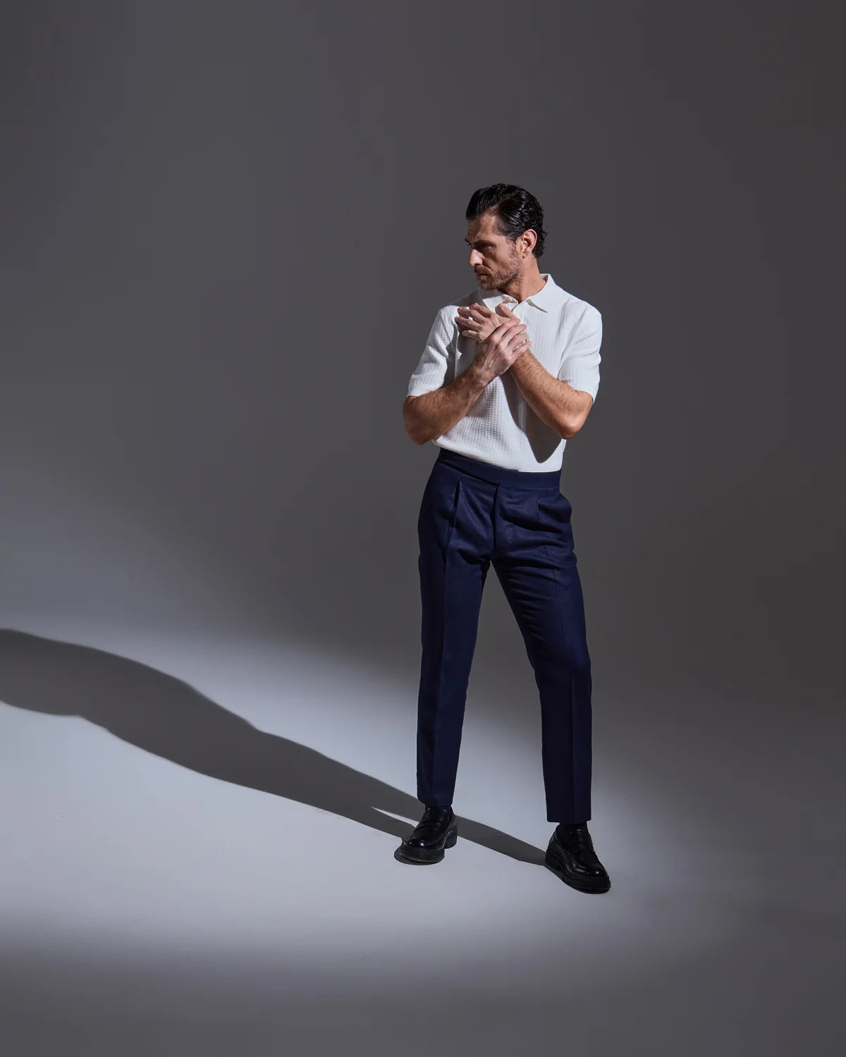 Blue flannel trousers