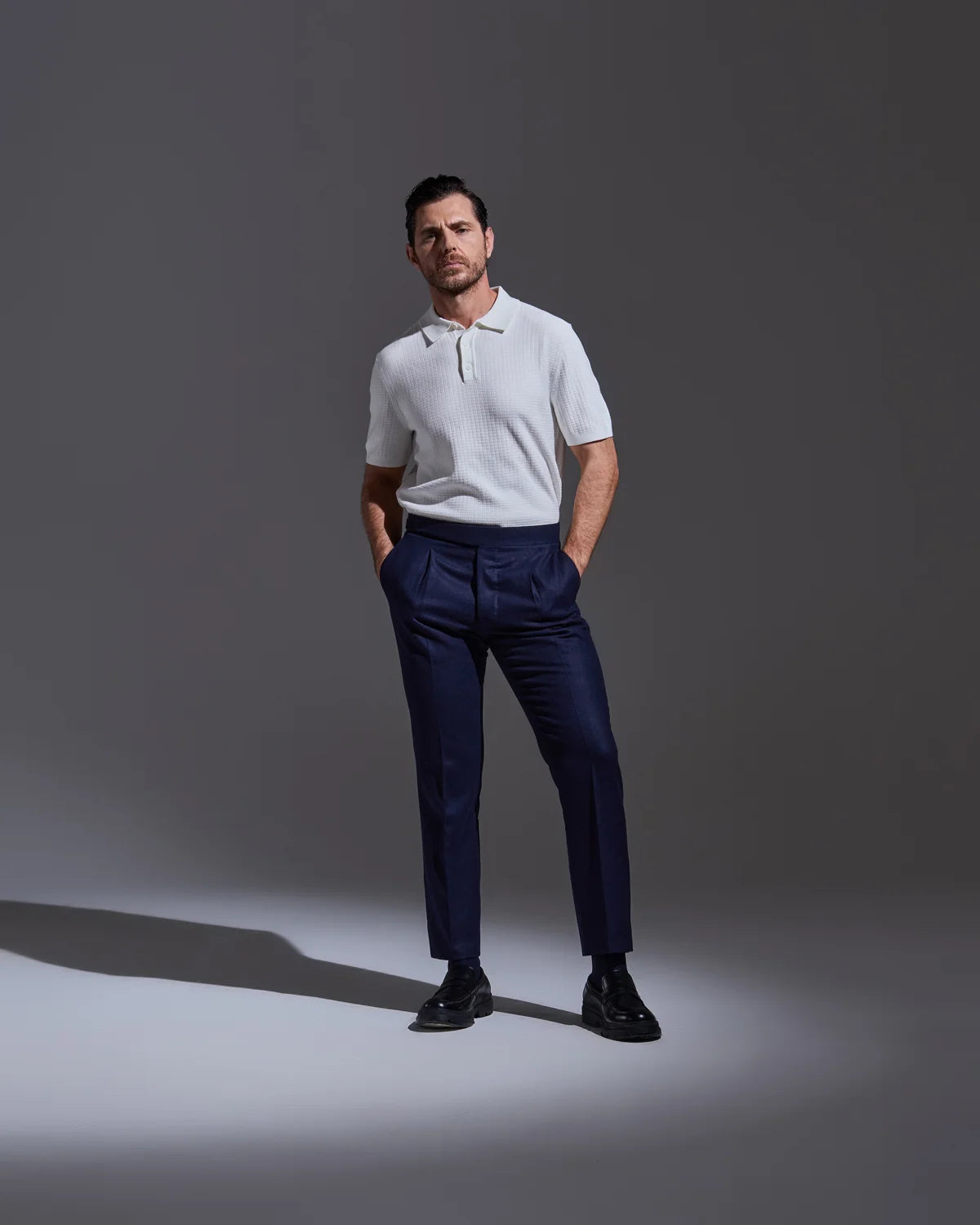 Blue flannel trousers