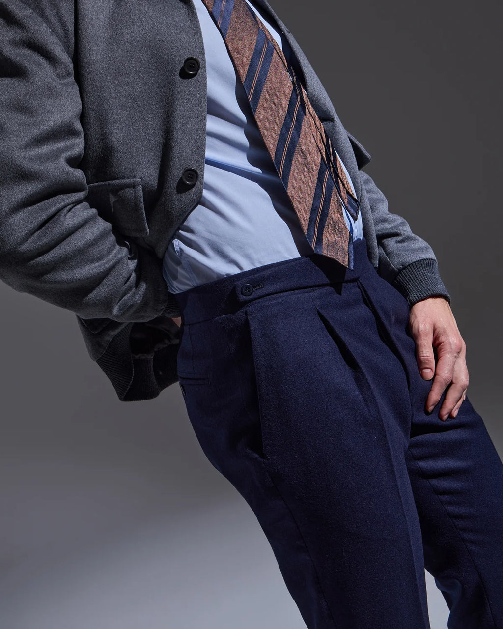 Blue flannel trousers