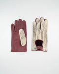 Bordeaux deer leather gloves with cloche
