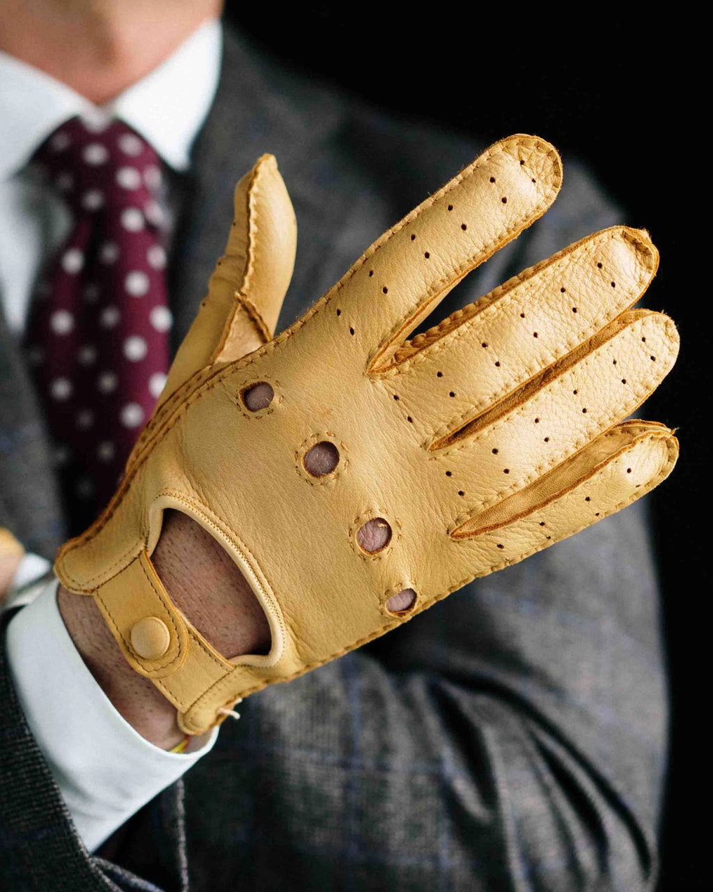 Unlined full deer leather gloves