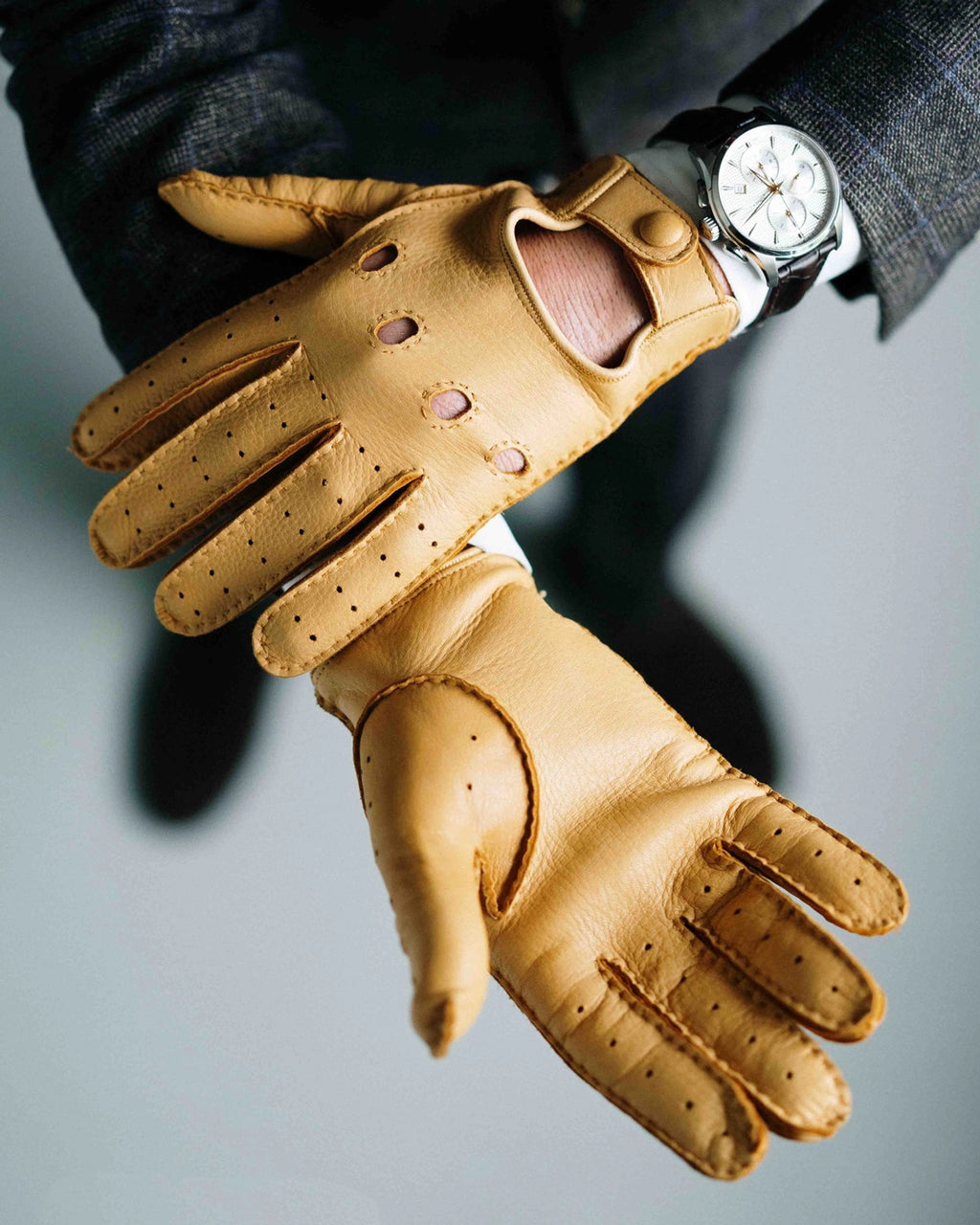Unlined full deer leather gloves