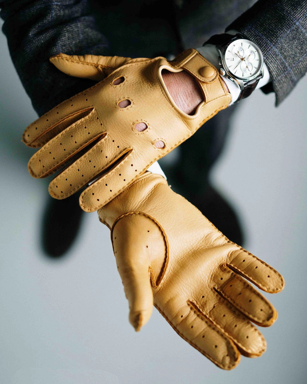Unlined full deer leather gloves