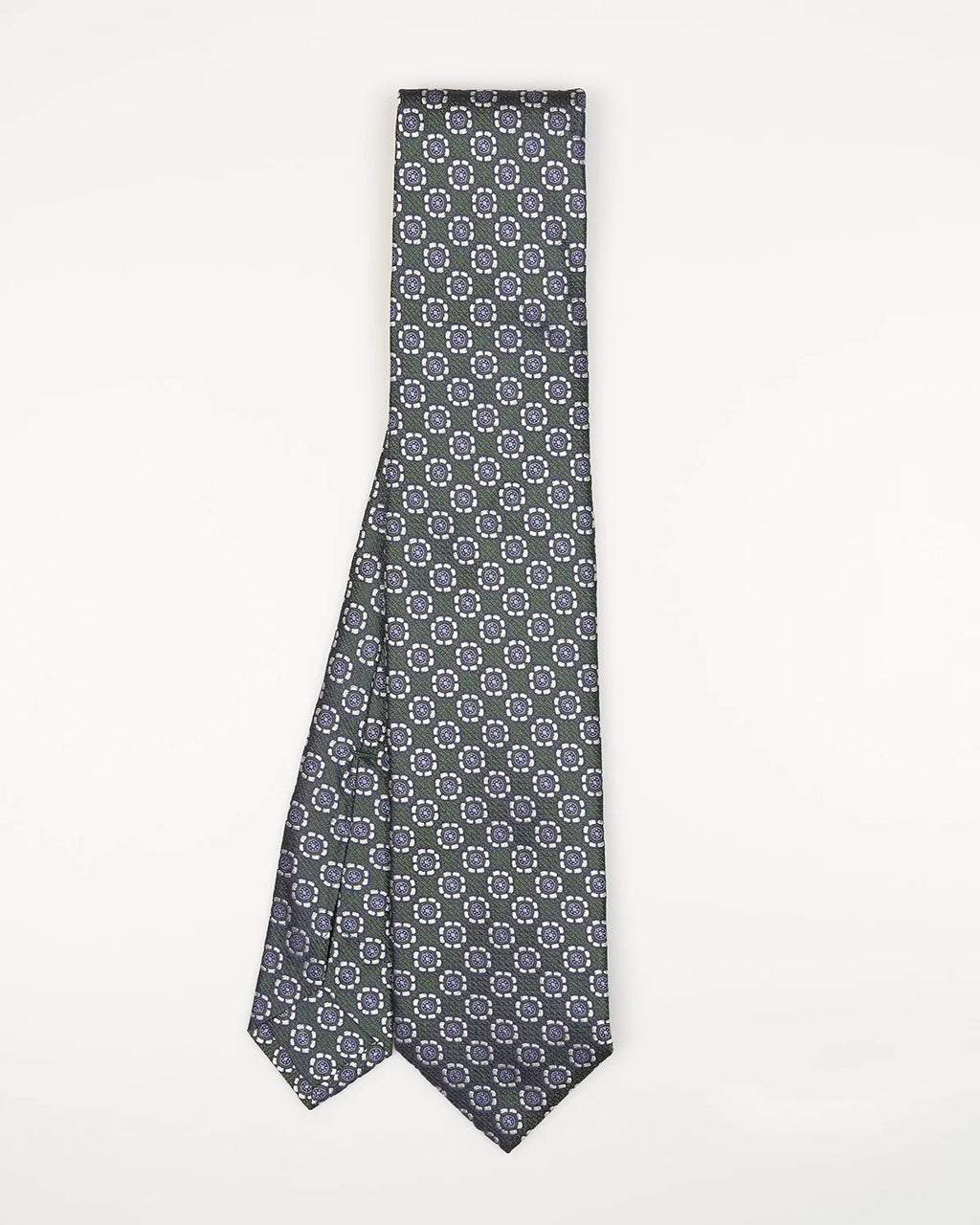 Green / flowers 6 folds tie