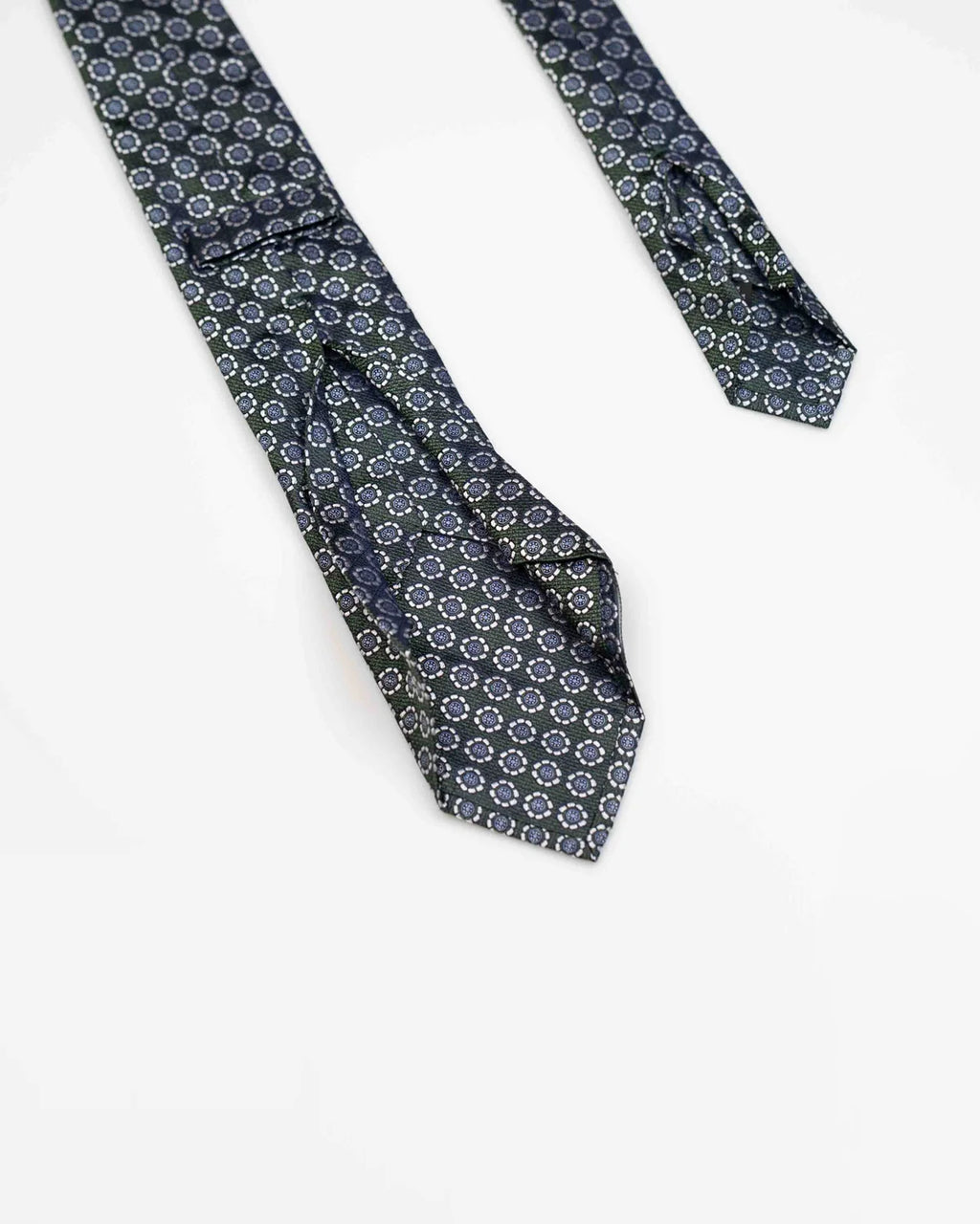 Green / flowers 6 folds tie
