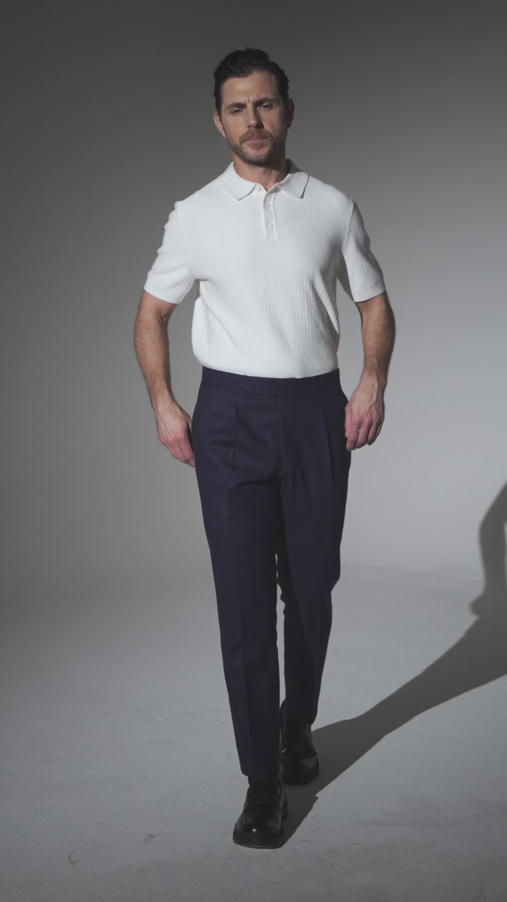 Blue flannel trousers